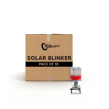 Robustt Solar Blinker (Pack of 10) Light of Aluminium Casting and ABS Clamp with Round Road Reflector