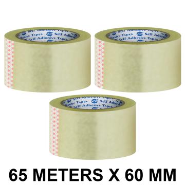 VCR Self Adhesive Transparent Cello Tape - 65 Meters in Length - 60mm / 2.5