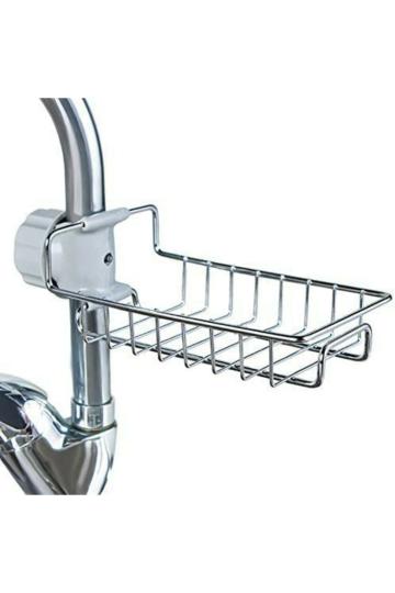 CRACK Silver Stainless Steel Kitchen Sink Caddy Hanging Faucet Drain Rack