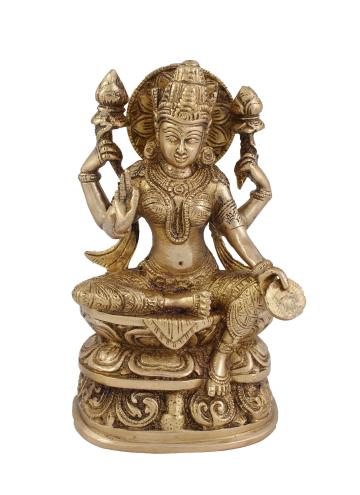 Arihant Craft Goddess Lakshmi Idol Handcrafted Showpiece - 20.5 cm (Brass, Gold)