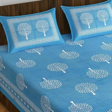 The Hobby Bounty Cotton Double Bedsheet King Size 2 Pillow Covers Jaipuri Sanganeri Printed 110 TC