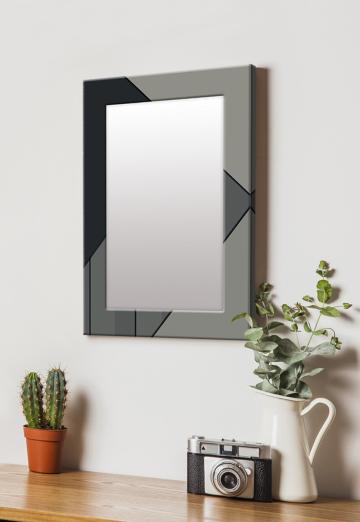 999Store Black Rectangular MDF Abstract Printed Wall Decorative Mirror 14 inch x 20 inch (MirrorSMP340)