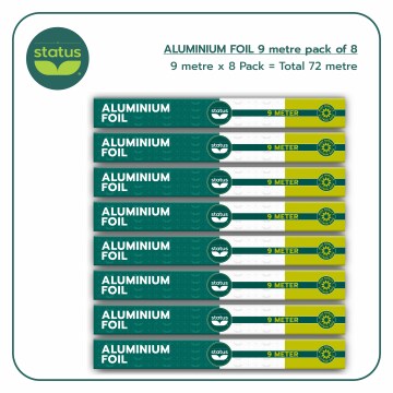 Status Aluminium Foil Pack of 8 ( 9 Mts x 8 pack __ Total 72 Mts )