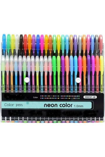 Luvvy Tuffy Multicolor Neon Super Glitter Sparkle Outline Metallic Marker Gel Pens (Set of 48)