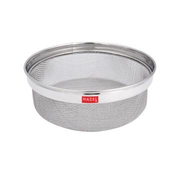 HAZEL Stainless Steel Strainer Basket Without Handle | Steet Fruits Basket | Vegetable Basket for Kitchen | Washer Colander Sieve For Kitchen | 21.5 cm