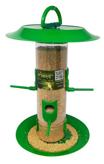 Skybeings Balcony Bird Feeder with Hut Large 1 Piece_Green