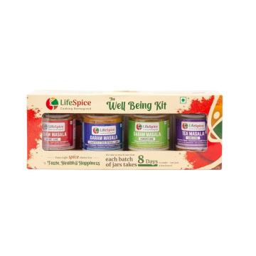 Lifespice Wellbeing Kit -4 PET Jars -75g each | Garam Masala (3 varieties) & Tea Masala