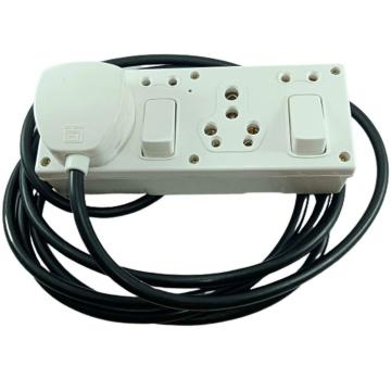 Eshopglee White Polycarbonate 16A 6A Double Combined Switch with 2 Pin Socket and 3 Pin Plug Power Signal Indicator with 3 Core Heavy Duty 2 m Wire