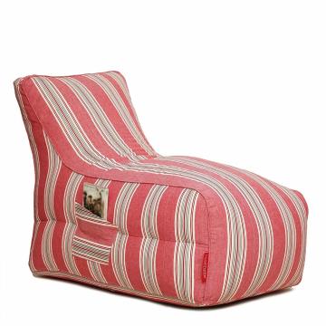 Couchette Jumbo Lounge Chair Cotton Bean Bag with Cushion in Brick Stripes Finish Without Beans