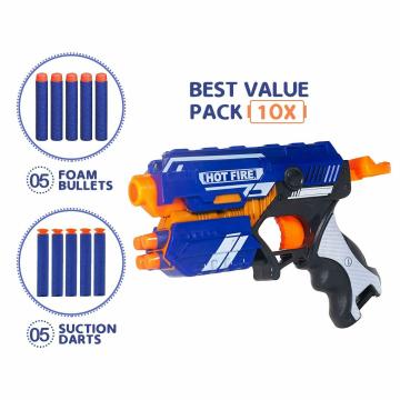 Toy Cloud Manual Soft Blaster Bullet Dart Gun Toy with 10 Soft Bullets, Safe and Long Range Shooting Gun (5 Soft Foam Bullets and 5 Suction Dart Bullets)