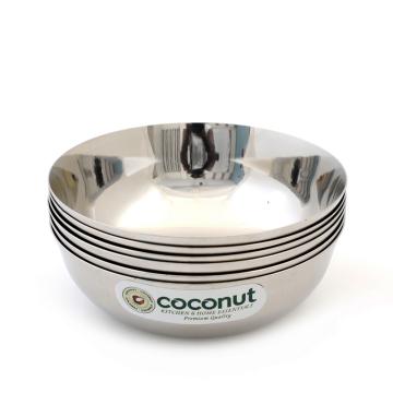 Coconut Round Stainless Steel Marwadi Bowl 200 ml (Set of 6)