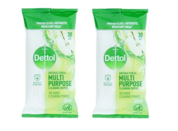 Dettol Antibacterial Multi Purpose Cleaning Wipes Apple 30's Pack of 2