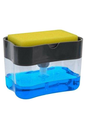 CRACK Plastic 2 in 1 Press Type Sink Dishwasher Liquid Soap Dispenser Pump with Sponge Holder