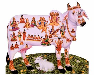 Vils Lord Kamadhenu/Gomatha/Lord Cow Divine Holy Blessing Wood Photo Frame with Back Stand (5 inch X 6 inch)