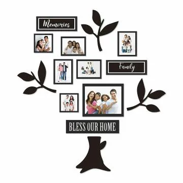 Paper Plane Design Family Tree Collage Photo Frames for Wall Decor Set (Style-8)