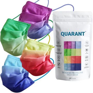 QUARANT 4 Ply Designer Protective Surgical Face Mask with Adjustable Nose Pin (Ombre Combo, Free Size, Pack of 50)