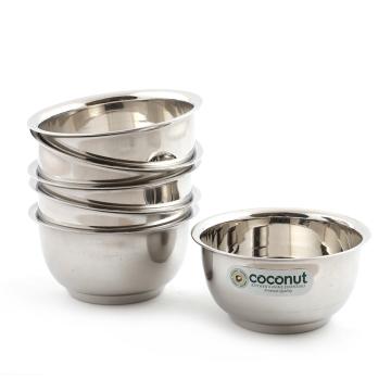 Coconut Round Stainless Steel Lotus Bowl 300 ml (Set of 6)