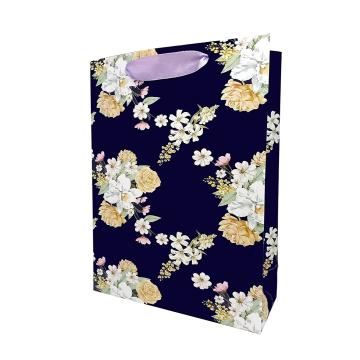 Flora Christmas paper bags Perfect gifting paper bags for wedding birthday or any special event or occasion Pack of 10,size 30x23x9 cm, (blue)