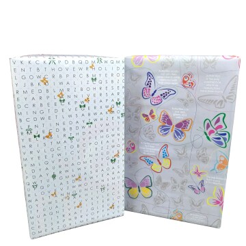 eVincE Word Search & Butterfly, 2 Pattern Gift Wrapping Papers | 5 x 2 Rolls | 10 Fact filled Gifts Wraps
