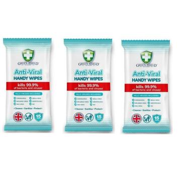 Greenshield Anti Viral Handy Wipes 15's Pack of 3