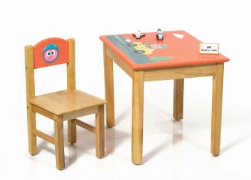 Modern Kraftz Orange Wooden Jack And The Bear Themed Kids Study Table Chair Set