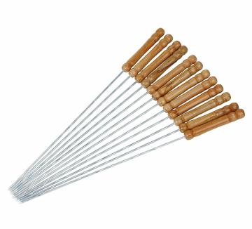 Royal Deals Stainless Steel Skewers with Wooden Handle 16 inch (10 pcs)