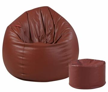 Couchette Stillo XXXL Teardrop Bean Bag with Pouffe in Tan Finish Without Beans (Only Cover)
