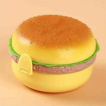 YELLOCUT Burger Shaped Lunch Box for Kids, Tiffin Box, Leak Proof Plastic with Compartments