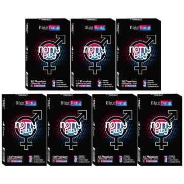 NottyBoy BiggBang 4-IN-1 Condoms - Climax Delay, Ribbed, Dotted & Contoured Condoms - 70 units