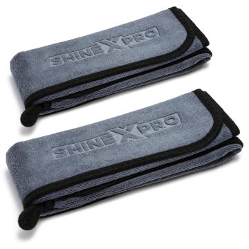ShineXPro Microfiber Car Cleaning Cloth - OG Soft 500 GSM Extra Large (35x75 CM) Microfiber Cloth For Car And Bike - Suede Edging For Scratchless Drying And Detailing (Pack of 2)