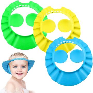 TruVeli Soft Baby Shower Cap Bathing Cap Adjustable Visor Hat for Children - Pack of 3