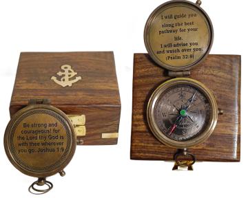 Antique compass Be Strong and Courageous