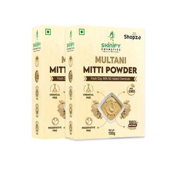 Skinify Pure & Natural White Multani Mitti Powder For Skin & Hair by Shopza | 200gm