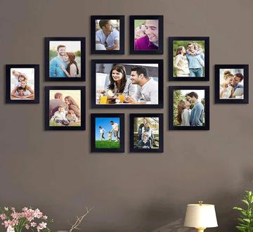 Stuthi Arts Wood Customized Gift Best Friends Reel Photo Collage gift for Friends, BFF with Frame, Birthday Gift,Anniversary Gift Wall (Black, 11 Photo(s), 10x8-1 7x5-4 6x4-6)