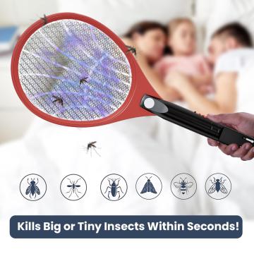 MAAHIL Attack Mosquito Racket Electric Insect Handheld Fly Swatter Rechargeable 400mAh Battery Bugs Trap Bat for Indoor Home Outdoor