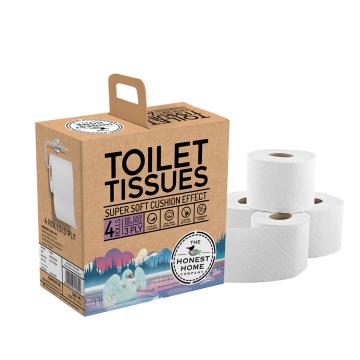 The Honest Home Company 3 Ply Toilet Paper Tissue Roll 1200 Pulls - (4 Rolls x 300 Pulls)