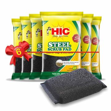 HIC Stainless Steel Scrub Scratch Proof Kitchen Utensil Dish wash (Pack of 6)