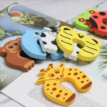 SYGA 5 Pcs Children Safety No Finger Pinch Foam Door Stopper. Colorful Cartoon Animal Cushion - Ramdom Bundled Baby Child Kid Cushiony Finger Hand Safety, Curve Shaped Door Stop Guard