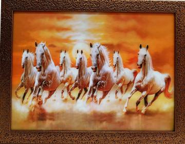 Elegance 7 Running Horses 5d Picture Wall Photo Frame - 13.5 X 17.5 Inch