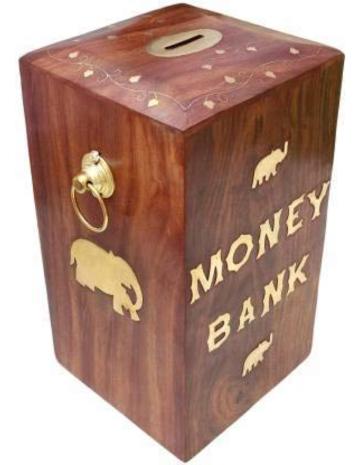 Giftoshopee Black Wooden Hut Shaped Wooden Money Box with Lock Piggy Bank Gifts