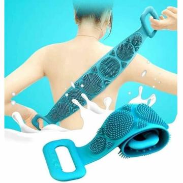 KITSSENTIAL Silicone Body Back Scrubber Belt | Double Sided Rubbing Bathing Brush | Dead Skin Deep Cleaning Massage Exfoliating Belt for Shower | Bathing Loofah for Men & Women (Multicolor)