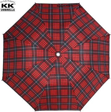 KK 21 inch Manual Open Checks Design Umbrella for Men and Women Umbrella (Red)