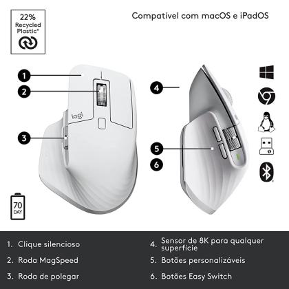Zo snel als een flits minstens Mainstream Logitech Mx Master 3S Wireless Optical Mouse, Pale Gray - JioMart