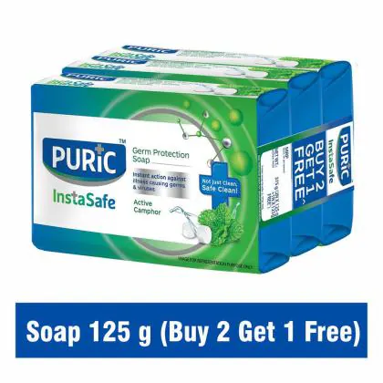 Puric Insta Safe Active Camphor Germ Protection Soap 125 g (Buy 2 Get 1 ...