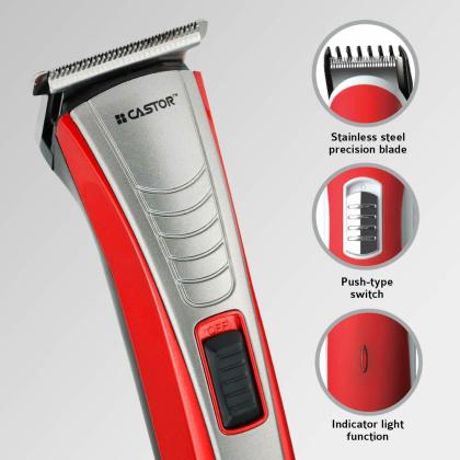 iBELL CASTOR RT4400 Cordless Rechargeable Trimmer, Moustache/Hair Clipper,  45 Minutes Run Time, Stainless Steel Blade and 3 Comb Attachments with  Different Lengths 3mm+6mm+9mm, For Men, Red - JioMart