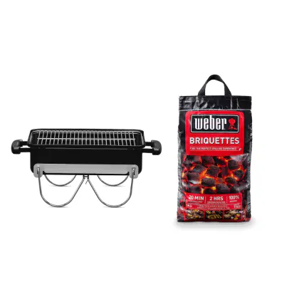Combo of Weber Charcoal Grill Go-Anywhere Black and Weber Coconut Shell