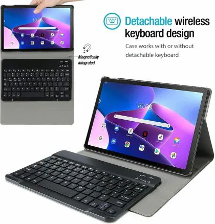 ProElite Detachable Wireless Bluetooth Keyboard flip case Cover for Lenovo  Tab M10 FHD Plus 3rd Gen  inch. Tablet, Black - JioMart