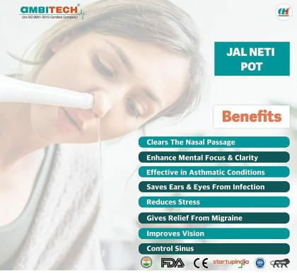 AmbiTech Durable Plastic Jal Neti Pot for Sinus congestion with Salt  Sachets(Made In India) (Green) - JioMart