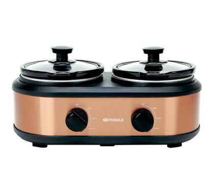 Pringle Fw 1807 1 25x2l 210w Electric Slow Cooker Ceramic Pot Glass Lid Dual Container Brown Jiomart