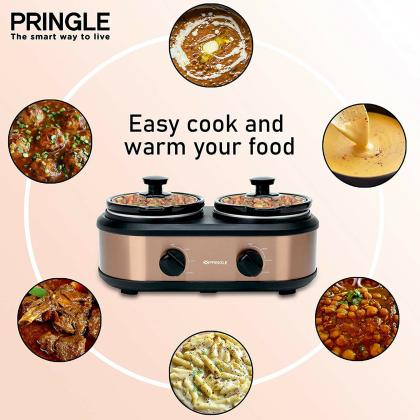 Pringle Fw 1807 1 25x2l 210w Electric Slow Cooker Ceramic Pot Glass Lid Dual Container Brown Jiomart